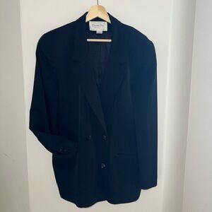Vintage Christian Dior Wool Black Blazer Made in USA three Button, size 12